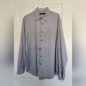 Perry Ellis Gray Dress Shirt Long Sleeve Button-Front